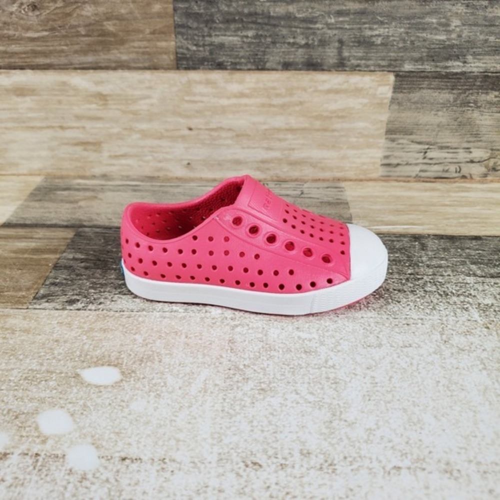 Native Jefferson Kids Clogs‎ Sz 5 C5 Pink Shell White Rubber Slip On Round Toe
